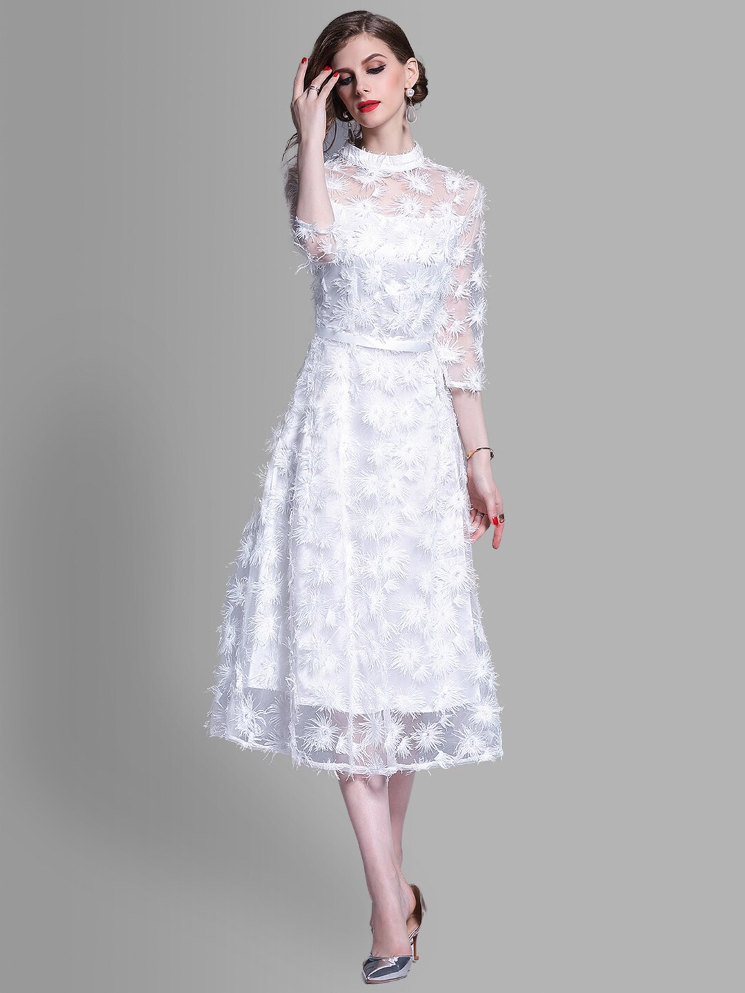 

JC Collection White Floral Midi Dress