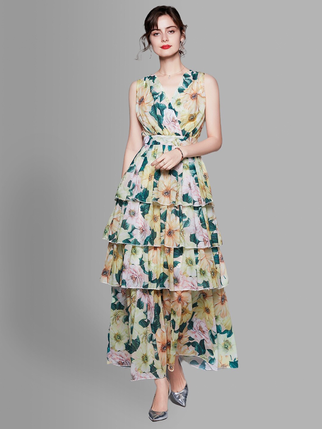 

JC Collection Yellow Floral Maxi Dress