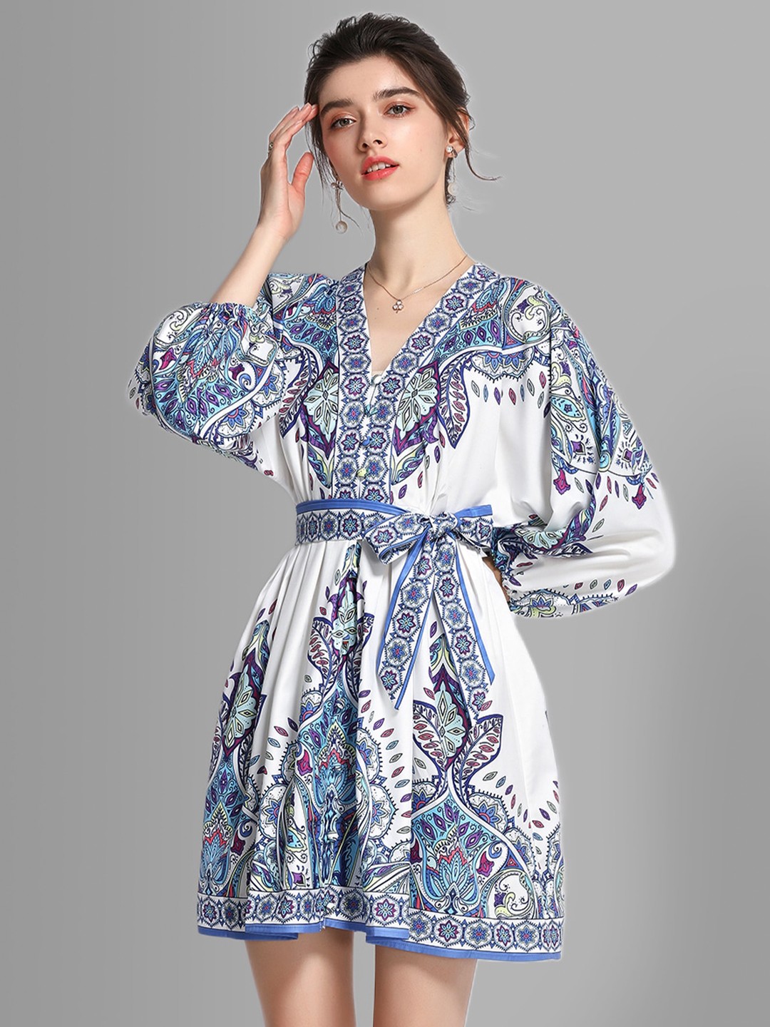 

JC Collection Women White & Purple Ethnic Motifs Dress