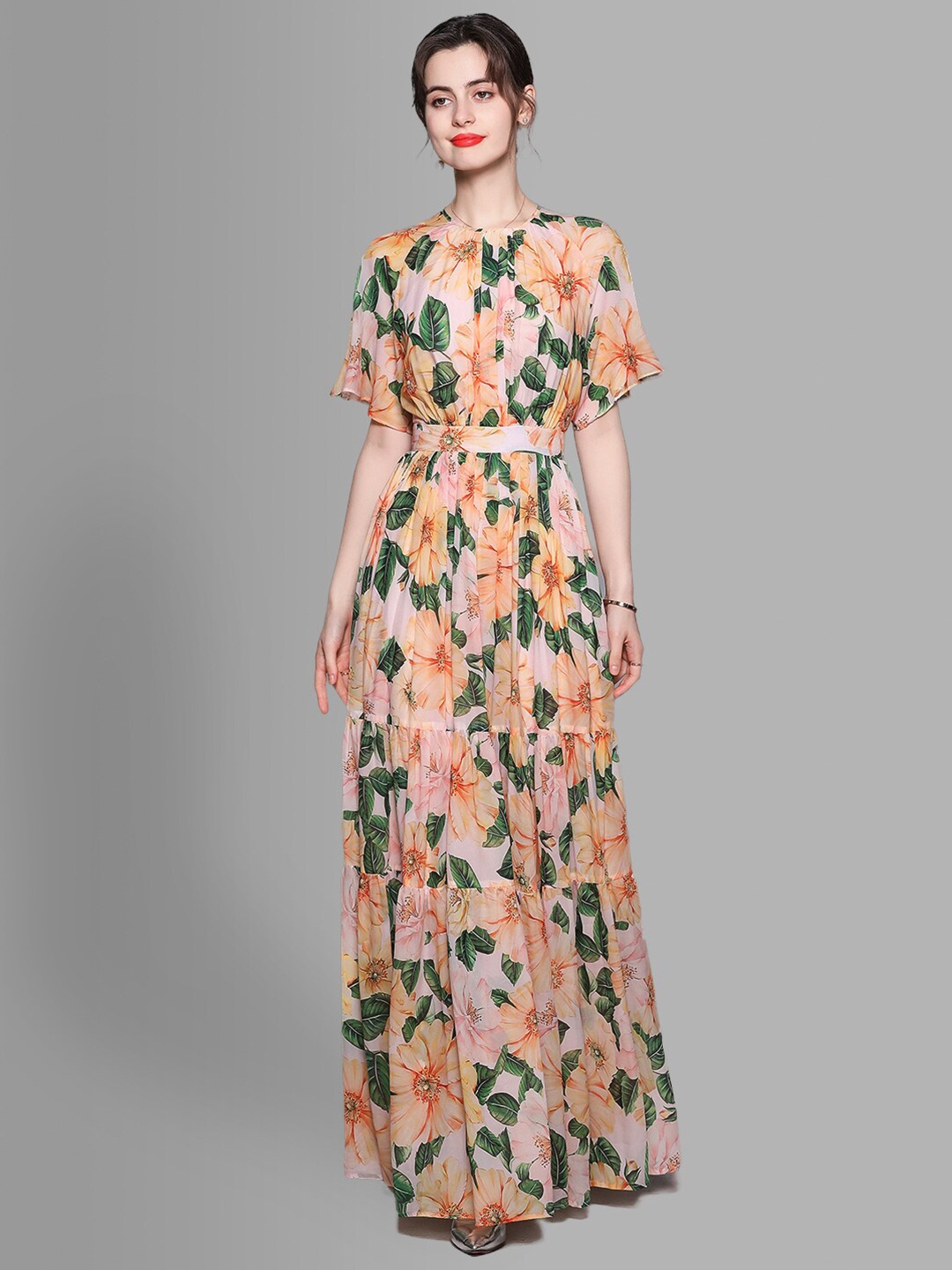 

JC Collection Yellow & Multicoloured Floral Maxi Dress
