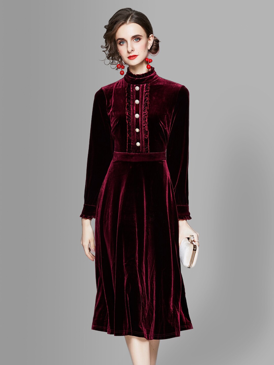 

JC Collection Women Maroon A-Line Midi Dress