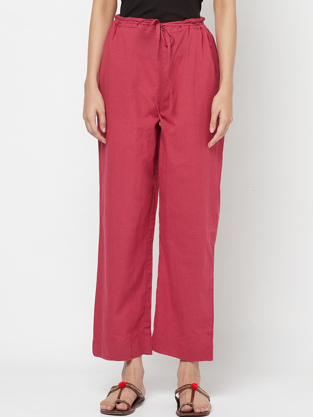 

Fabindia Women Maroon Cotton Cambric Trousers