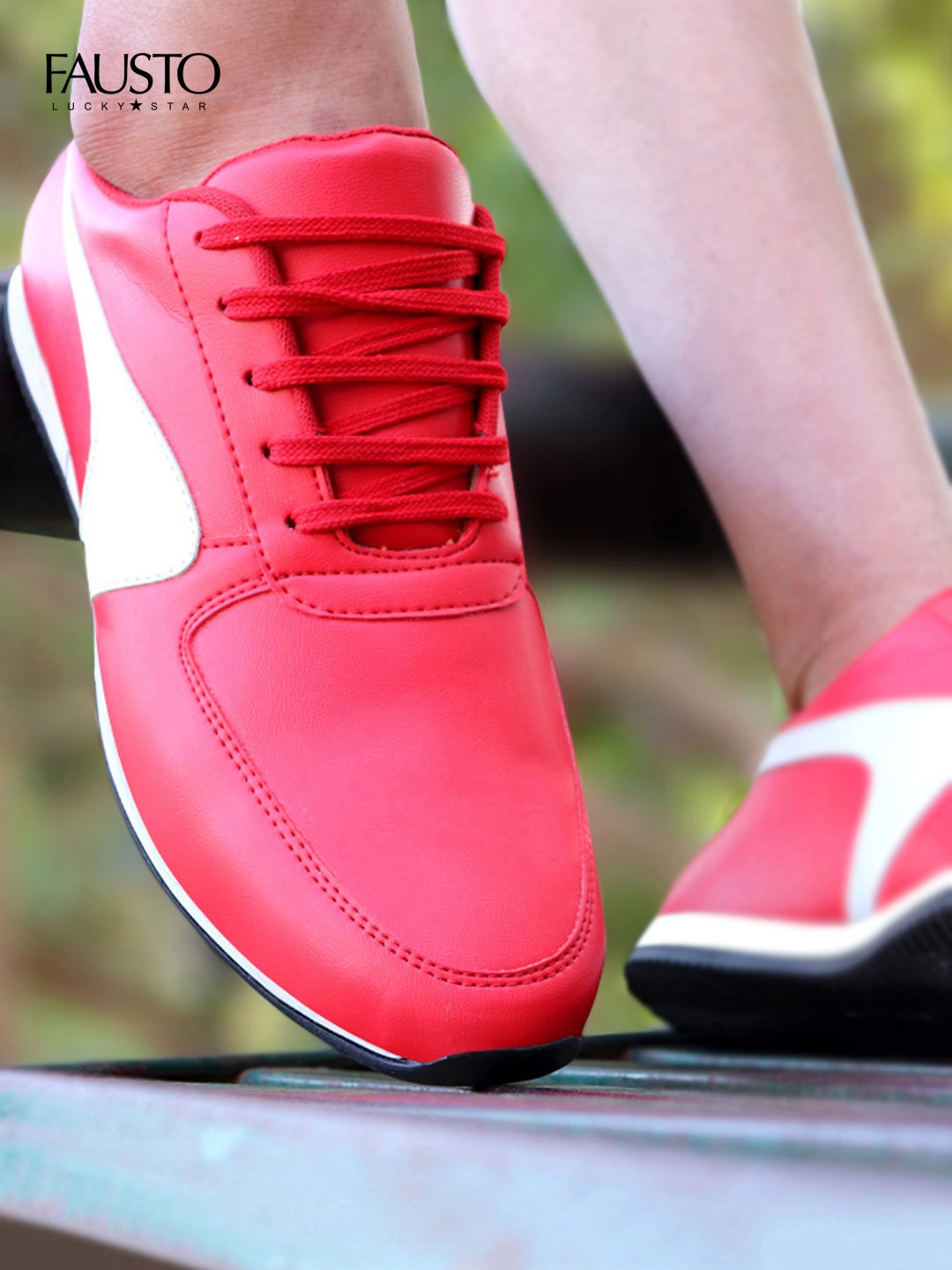 

FAUSTO Men Red Colourblocked PU Sneakers