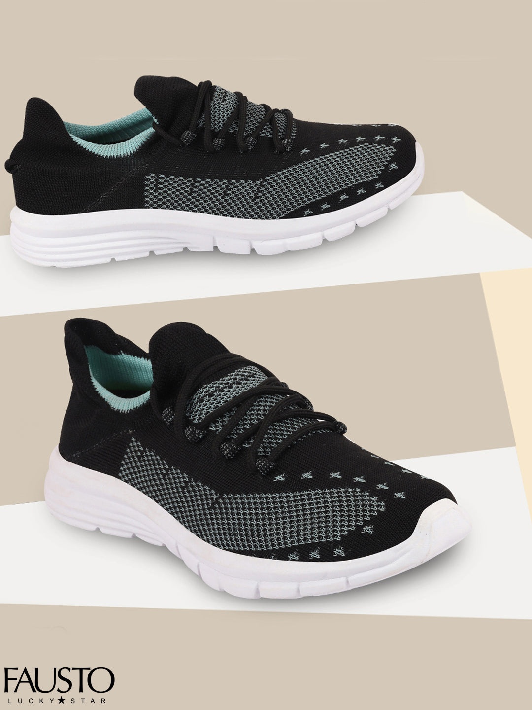 

FAUSTO Men Green Mesh Running Shoes