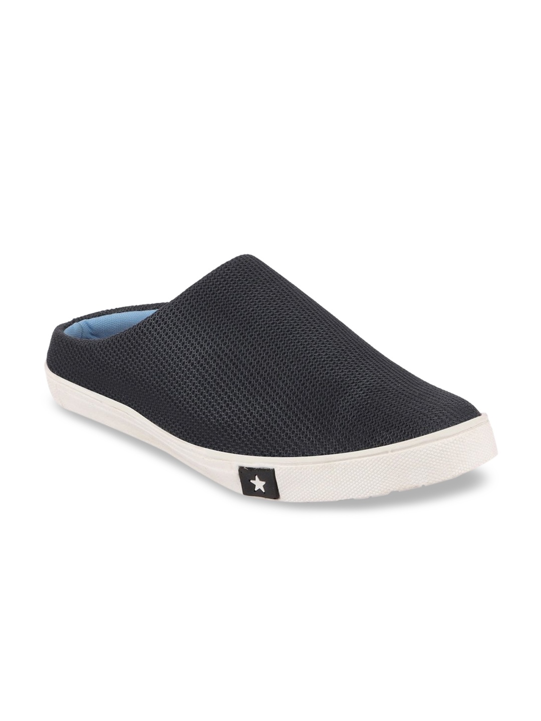 

FAUSTO Men Charcoal Grey Woven Design Lightweight Mule Sneakers