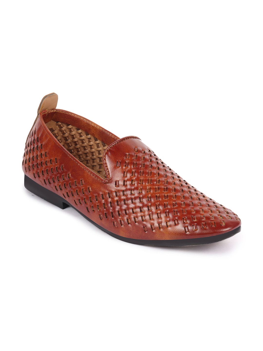 

FAUSTO Men Brown Woven Design Lightweight PU Mojaris