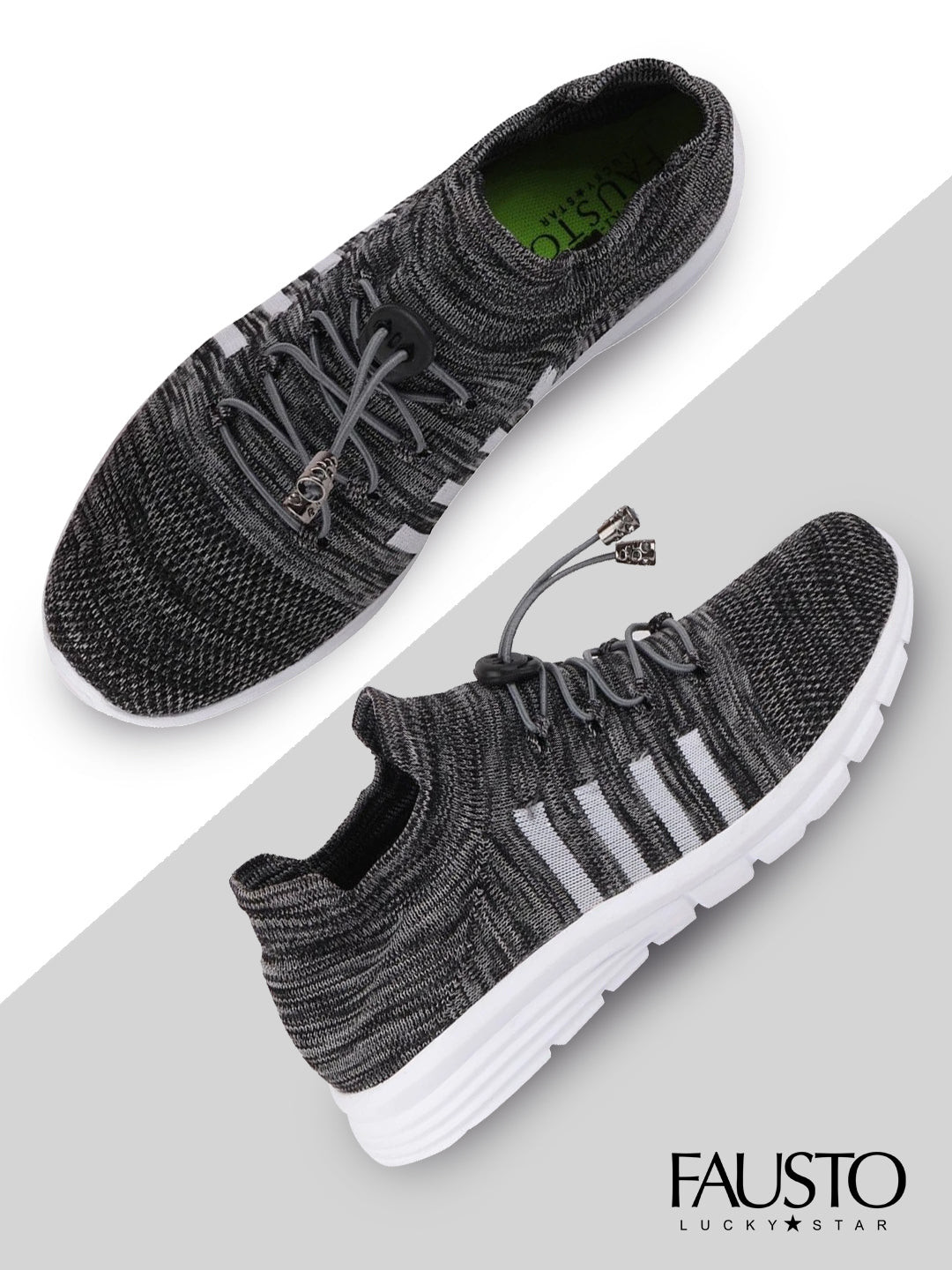 

FAUSTO Men Grey Mesh Running Non-Marking Shoes