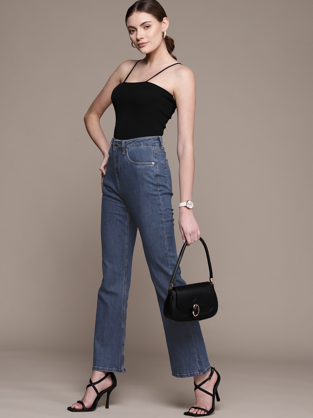 

bebe Women Dark Indigo Denim Daze Bootcut Light Fade Stretchable Jeans, Blue