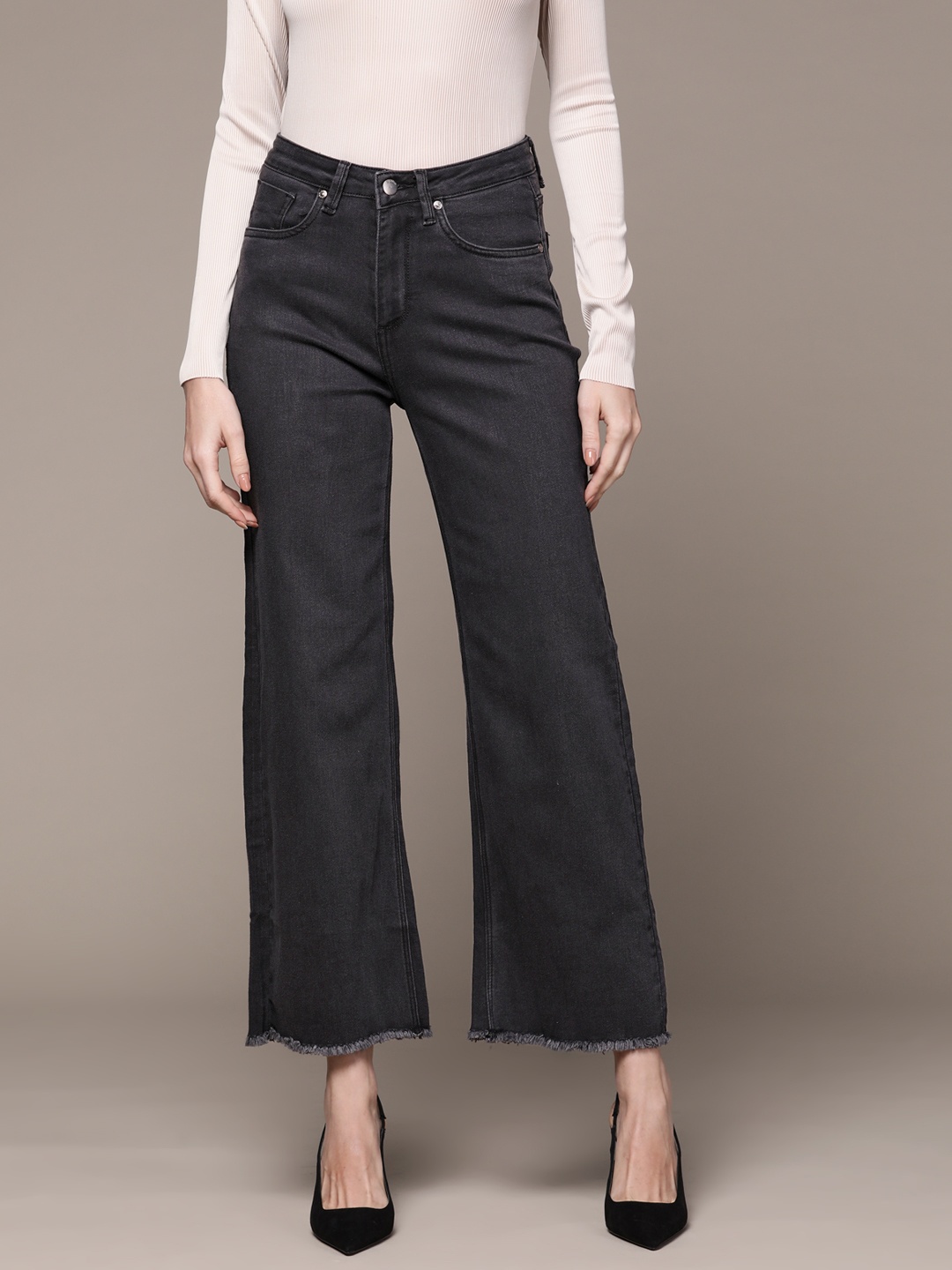 

bebe Women Black Flared Stretchable Jeans