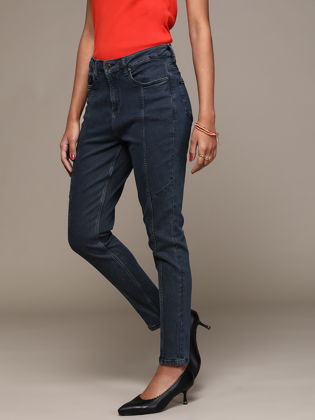 

bebe Women Navy Blue Super Skinny Fit High-Rise Stretchable Jeans