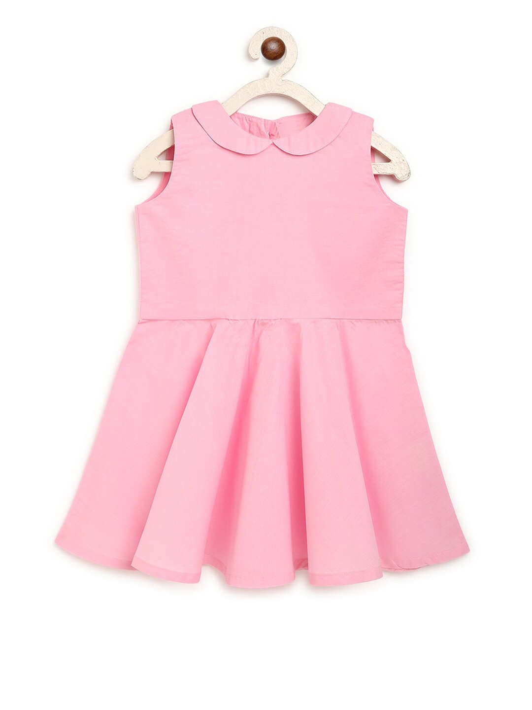 

charkhee Girls Pink Peter Pan Collar Pure Cotton Dress