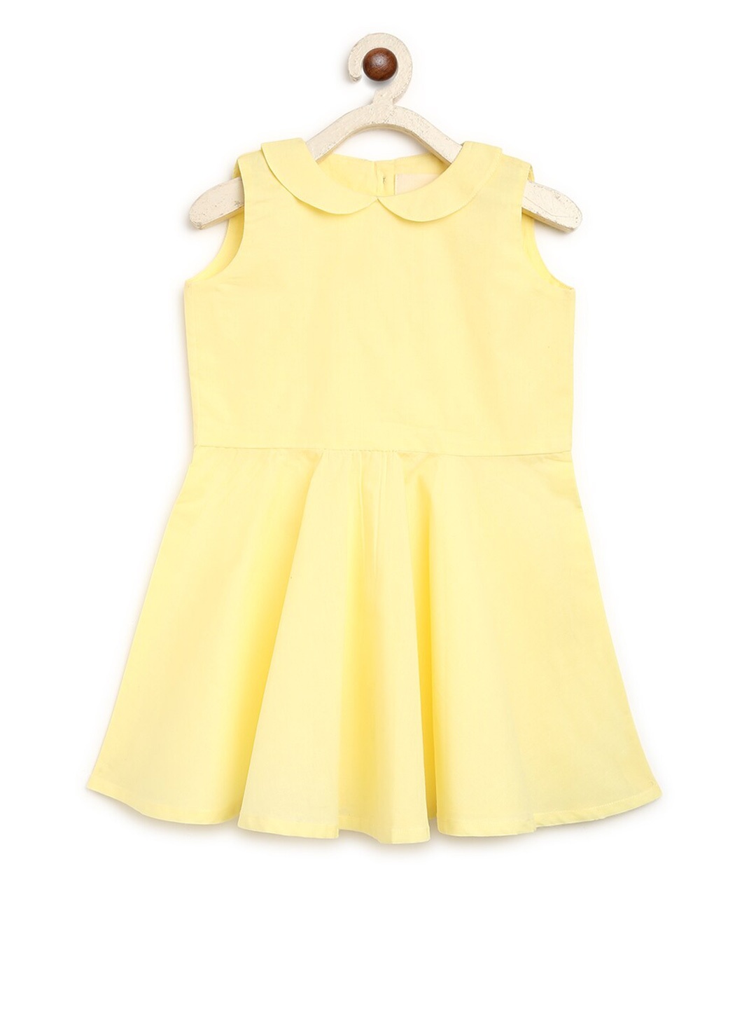 

charkhee Girls Yellow Peter Pan Collar Cotton Dress