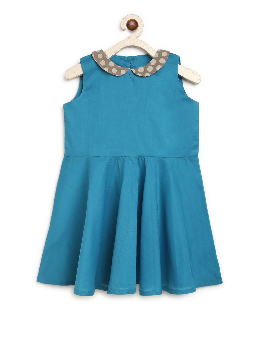 

charkhee Girls Blue Peter Pan Collar Pure Cotton Dress