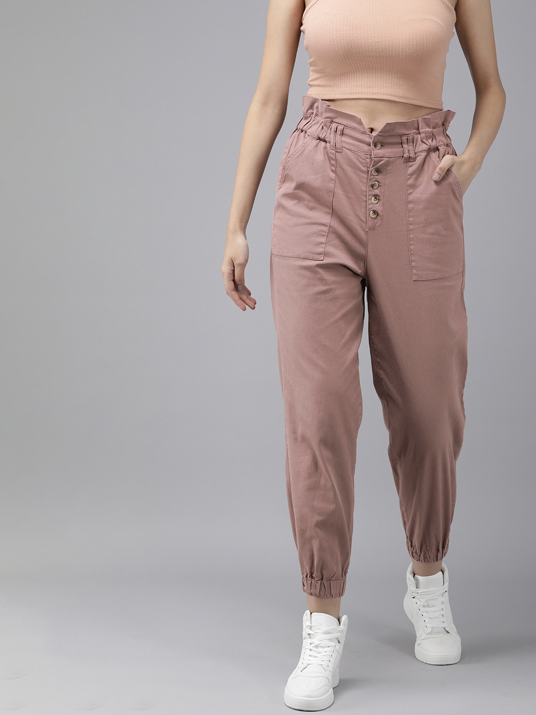 

The Roadster Life Co. Women Mid-Rise Joggers, Mauve
