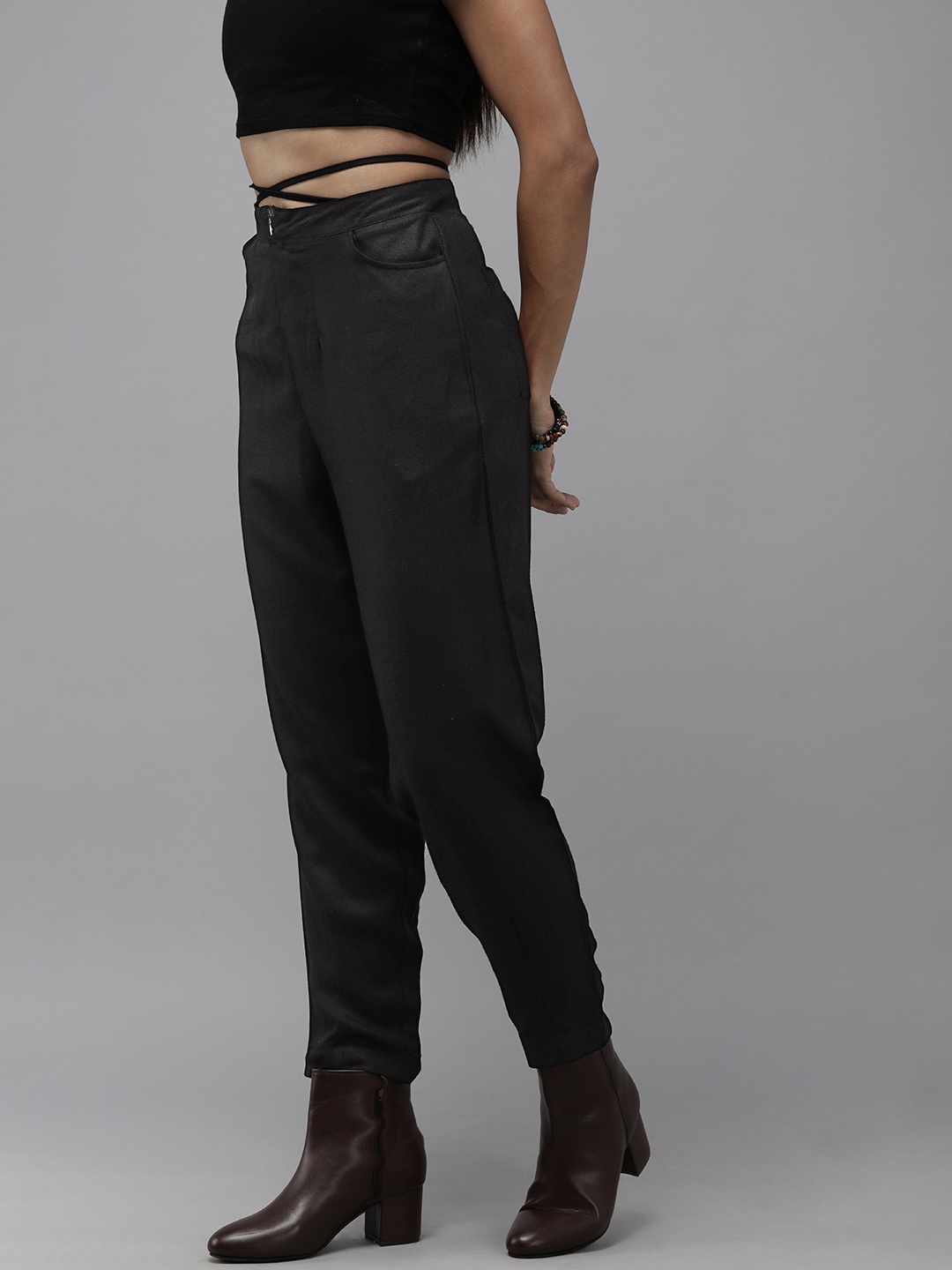 

The Roadster Lifestyle Co. Women Black Solid Trousers