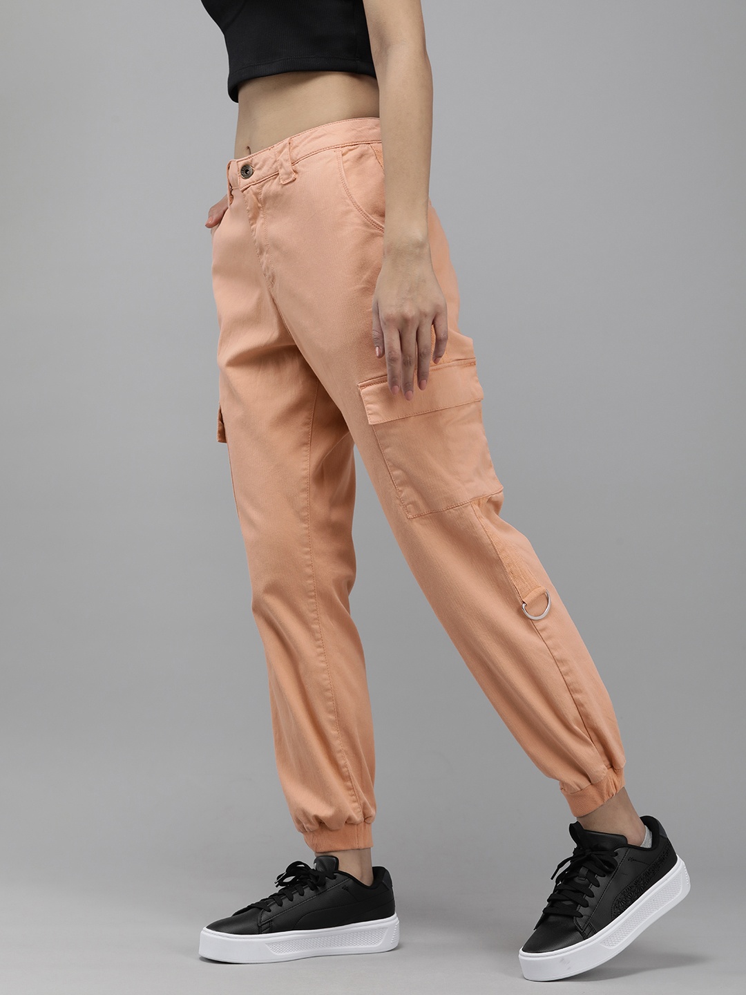 

The Roaster Lifestyle Co. Women Mid Rise Flat Front Joggers, Peach