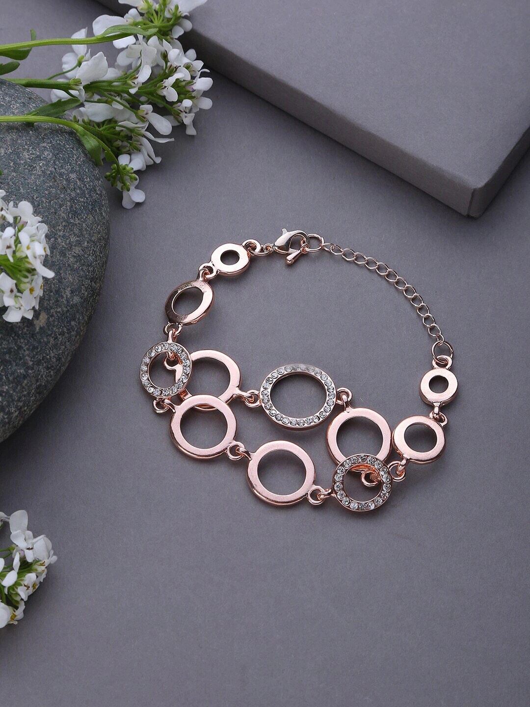 

Jewels Galaxy Women Rose Gold & White Rose Gold-Plated Wraparound Bracelet