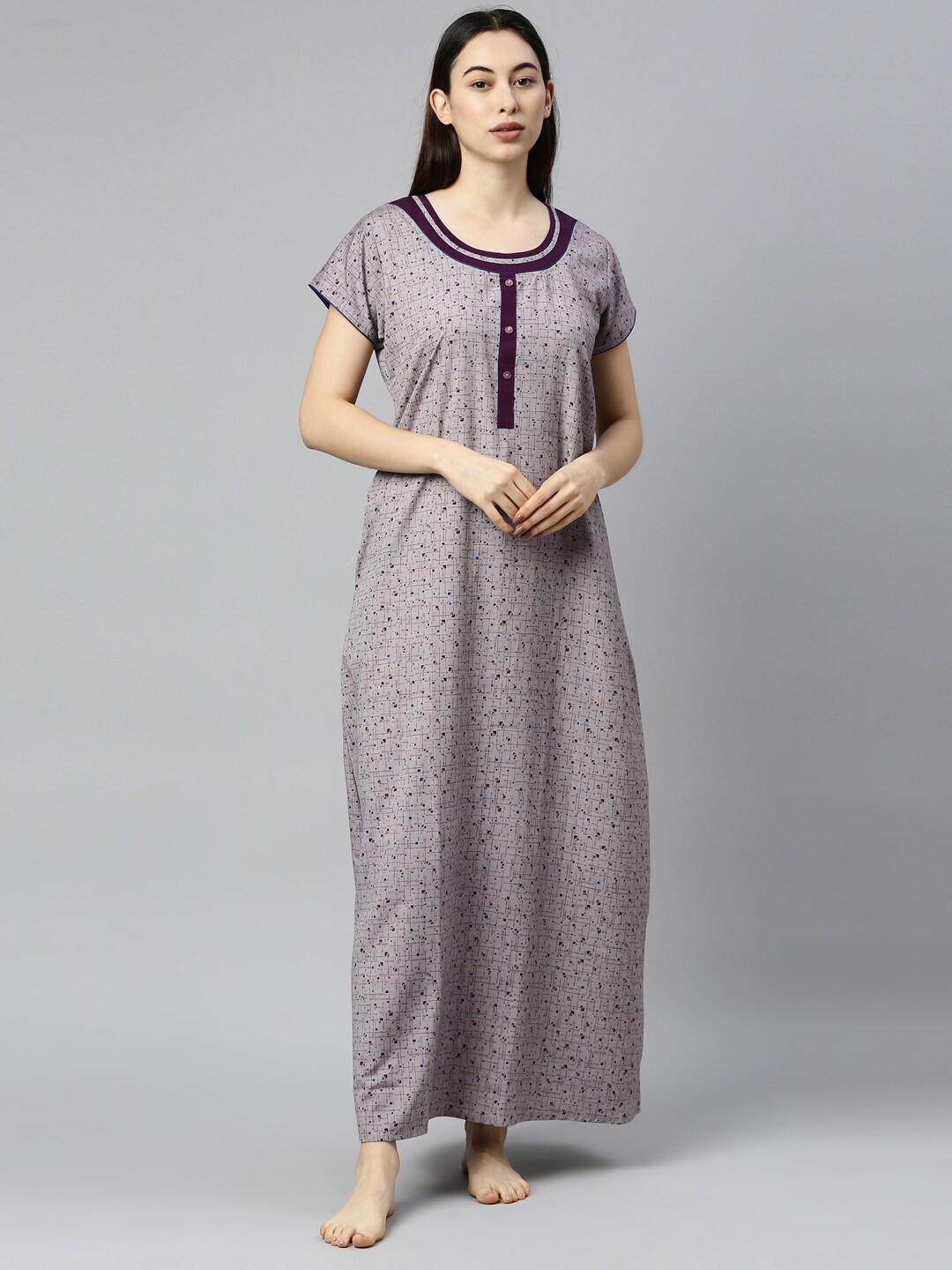 

GOLDSTROMS Purple Printed Maxi Nightdress