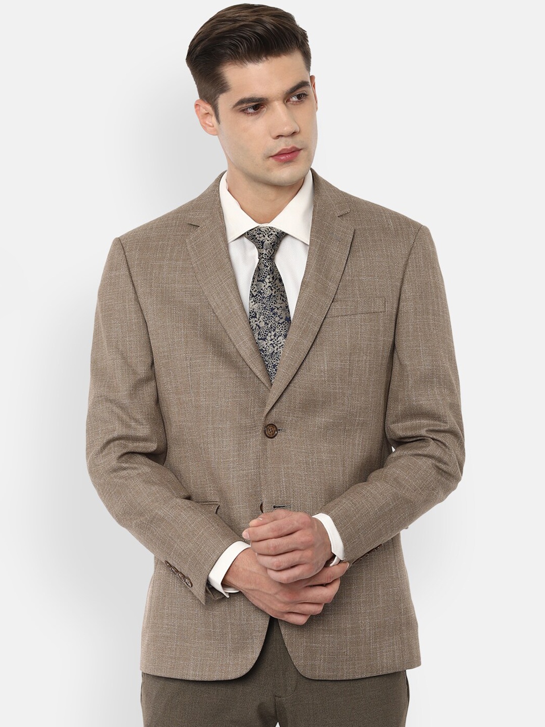 

Louis Philippe Men Brown Solid Single- Breasted Slim-Fit Blazer