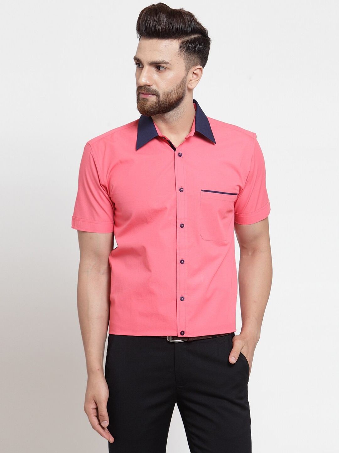 

WESTCLO Men Pink Slim Fit Cotton Semiformal Shirt