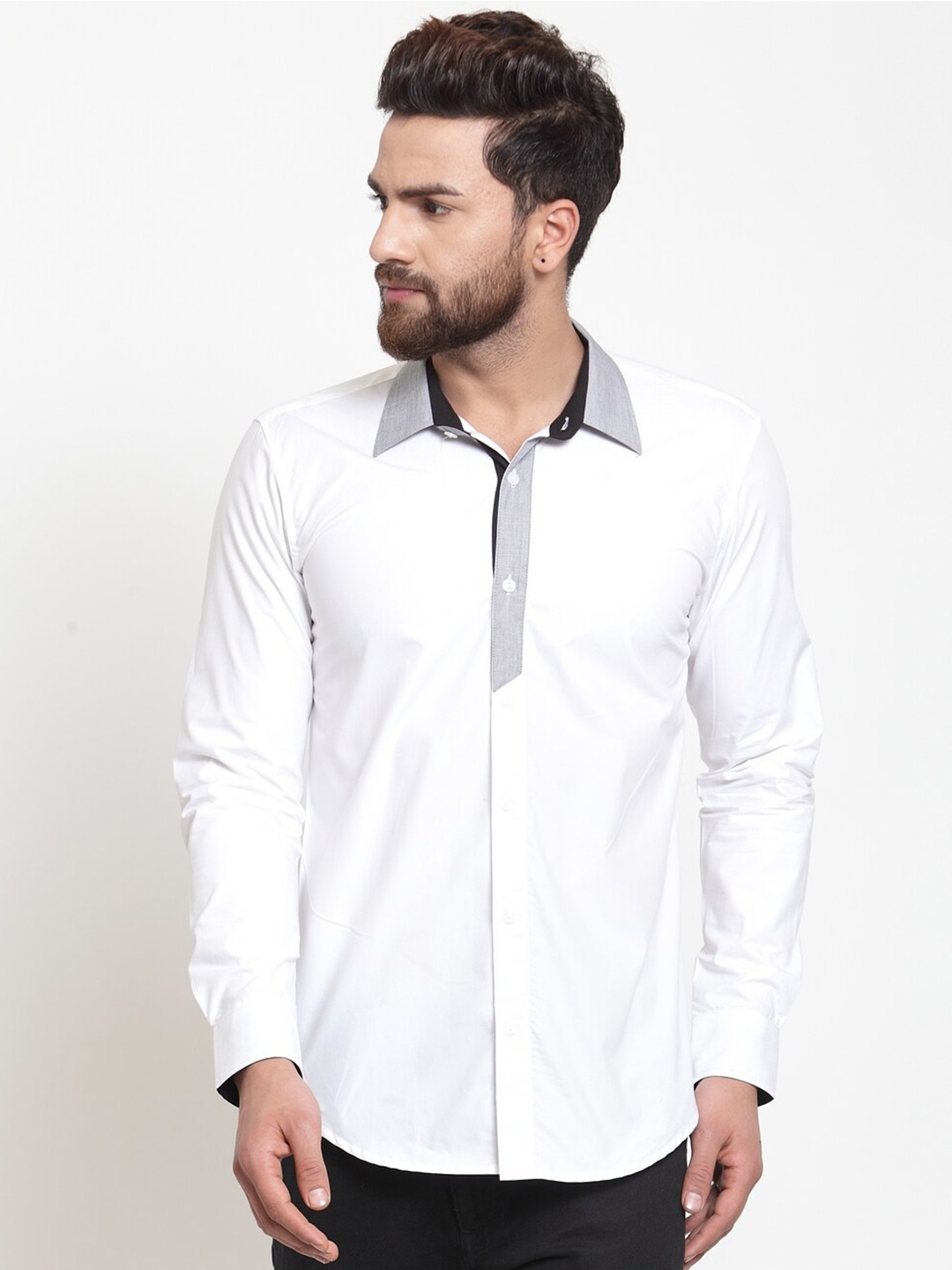

WESTCLO Men White Slim Fit Cotton Casual Shirt