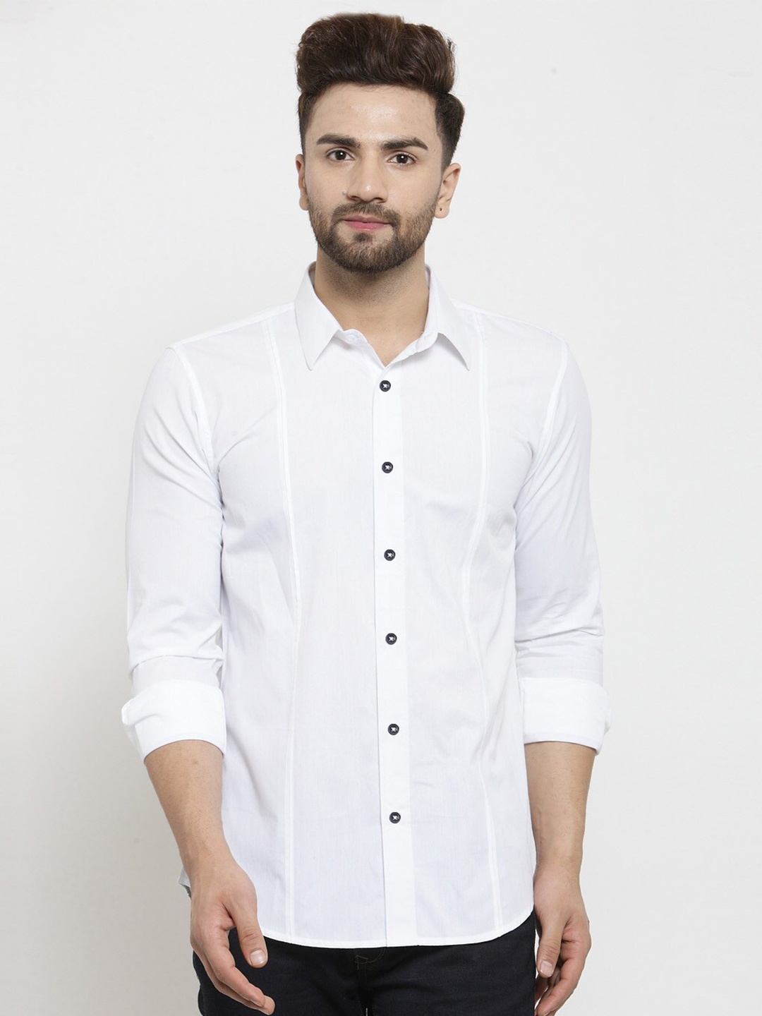 

WESTCLO Men White Slim Fit Cotton Casual Shirt