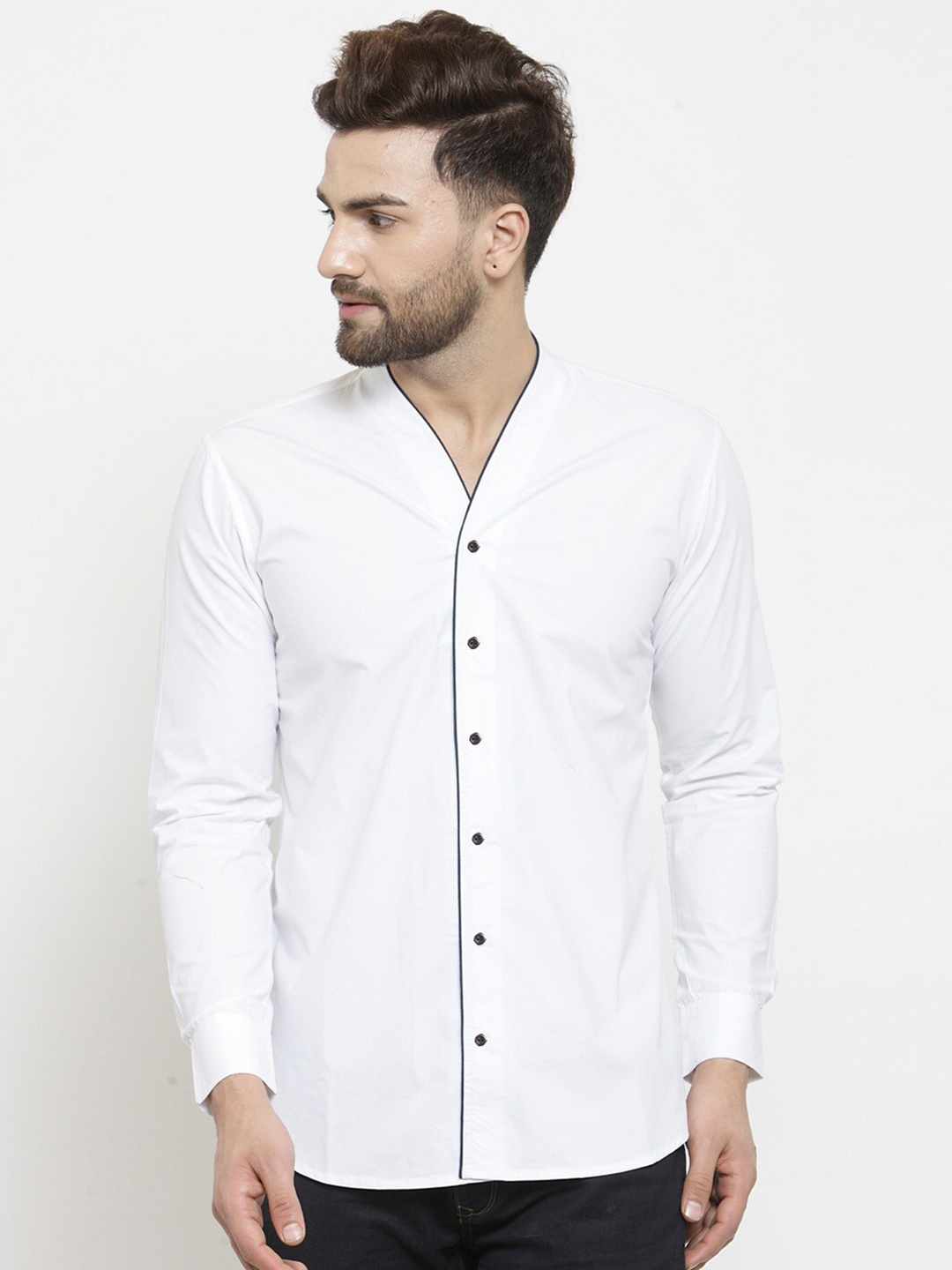 

WESTCLO Men White Slim Fit Casual Shirt