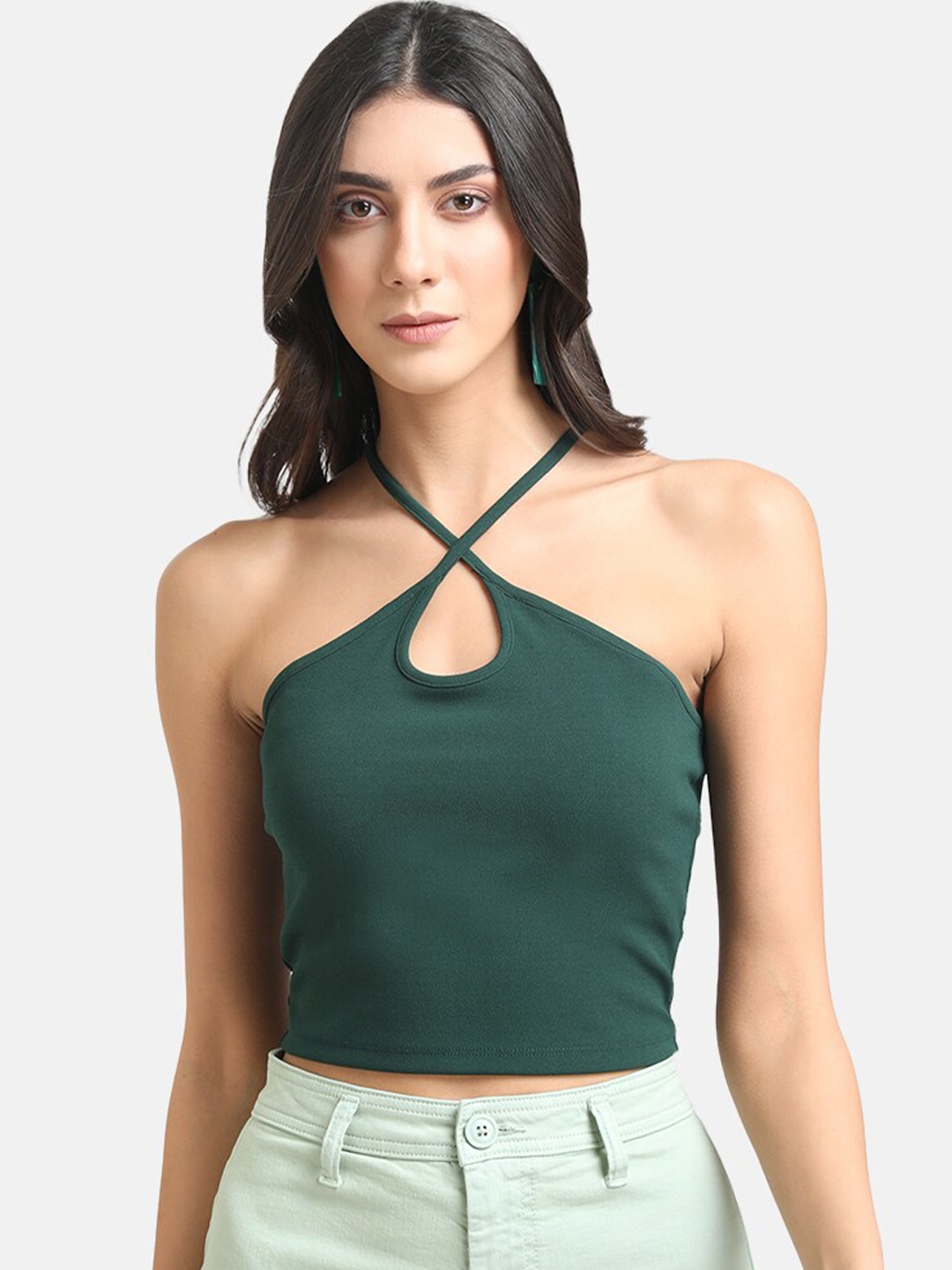 

Kazo Green Halter Neck Crop Top