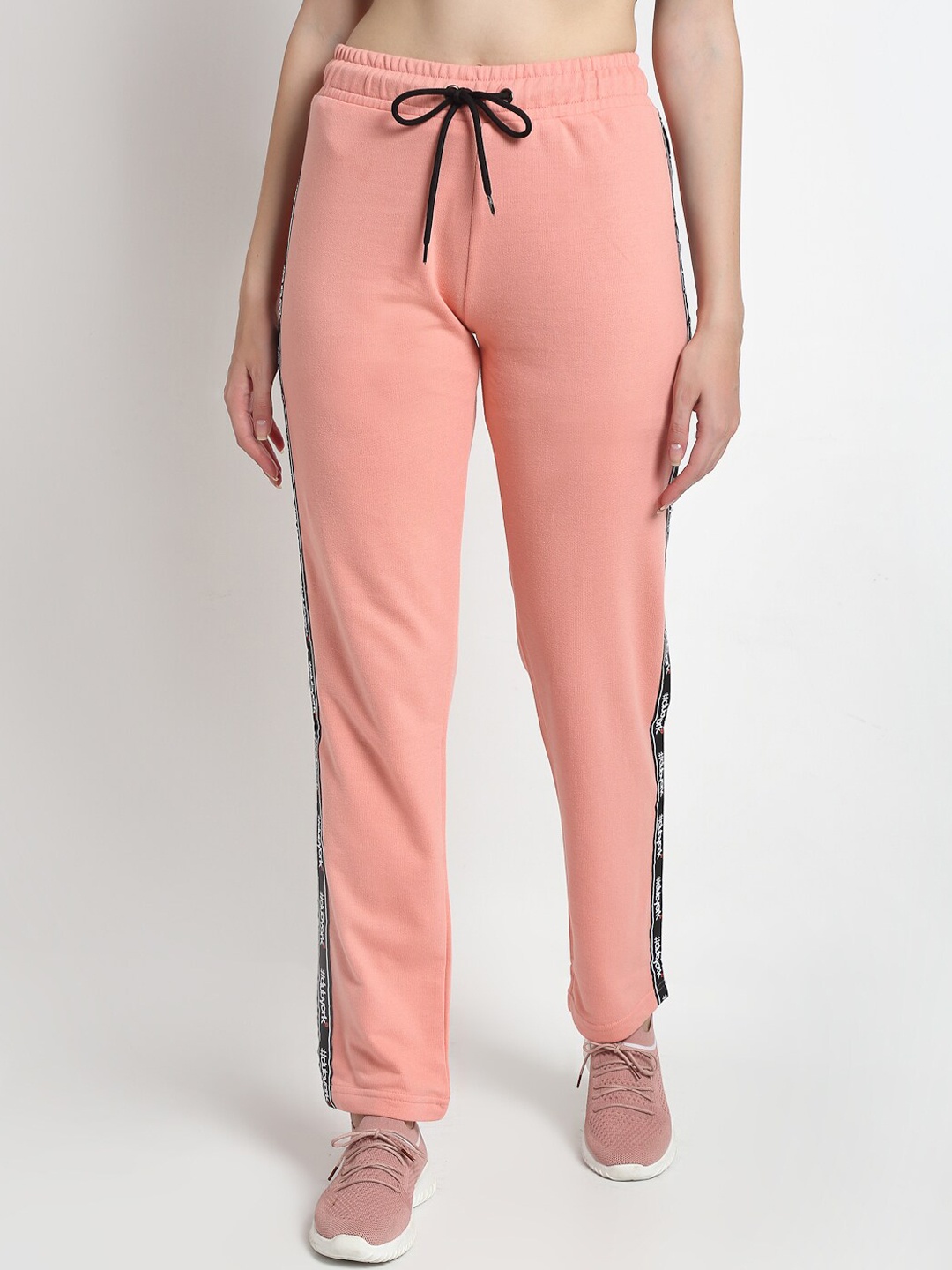 

Club York Women Peach Solid Cotton Straight-Fit Track Pants