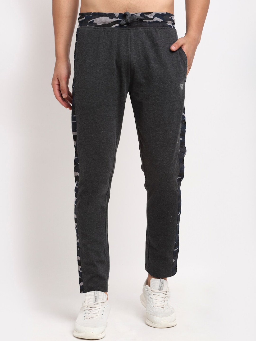 

Club York Men Charcoal Grey Camouflage Printed Track Pants