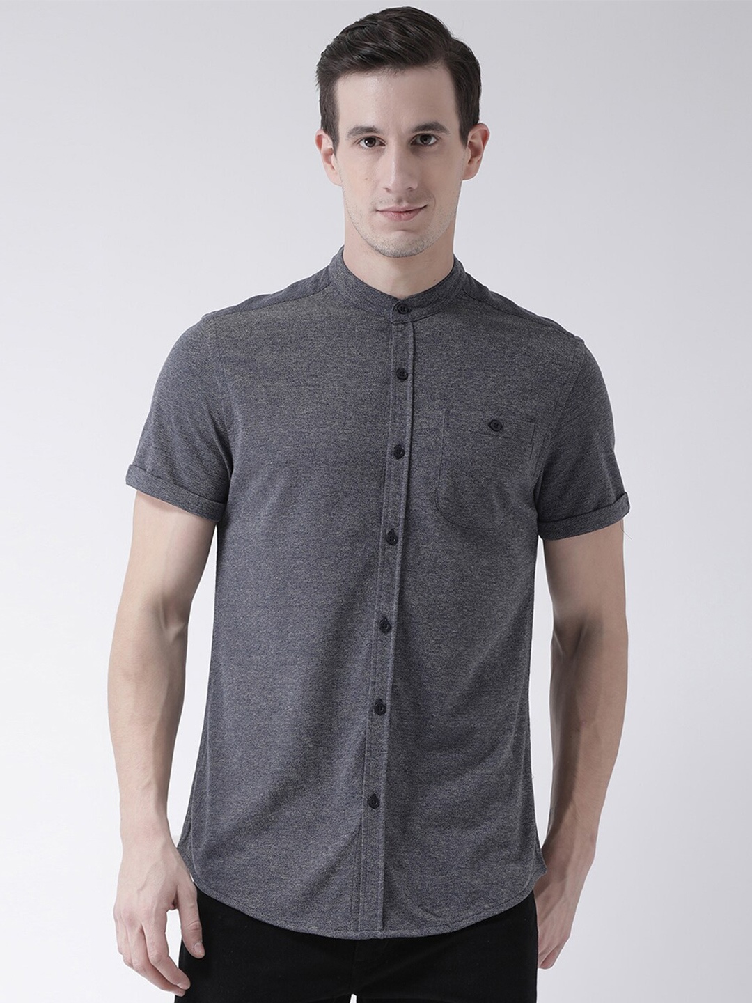 

Club York Men Charcoal Grey Cotton Casual Shirt