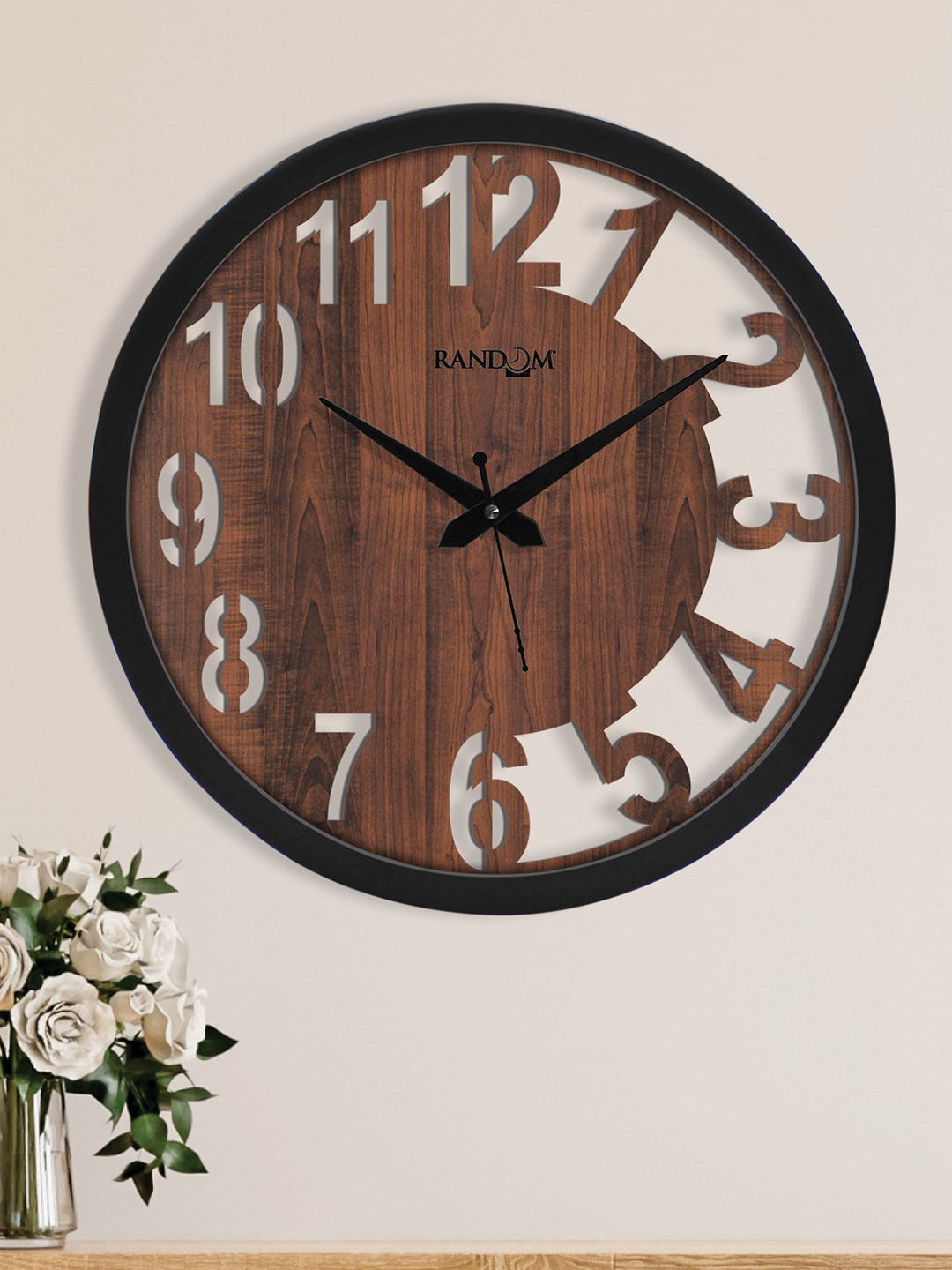 

RANDOM Coffee Brown & Black Contemporary Wall Clock