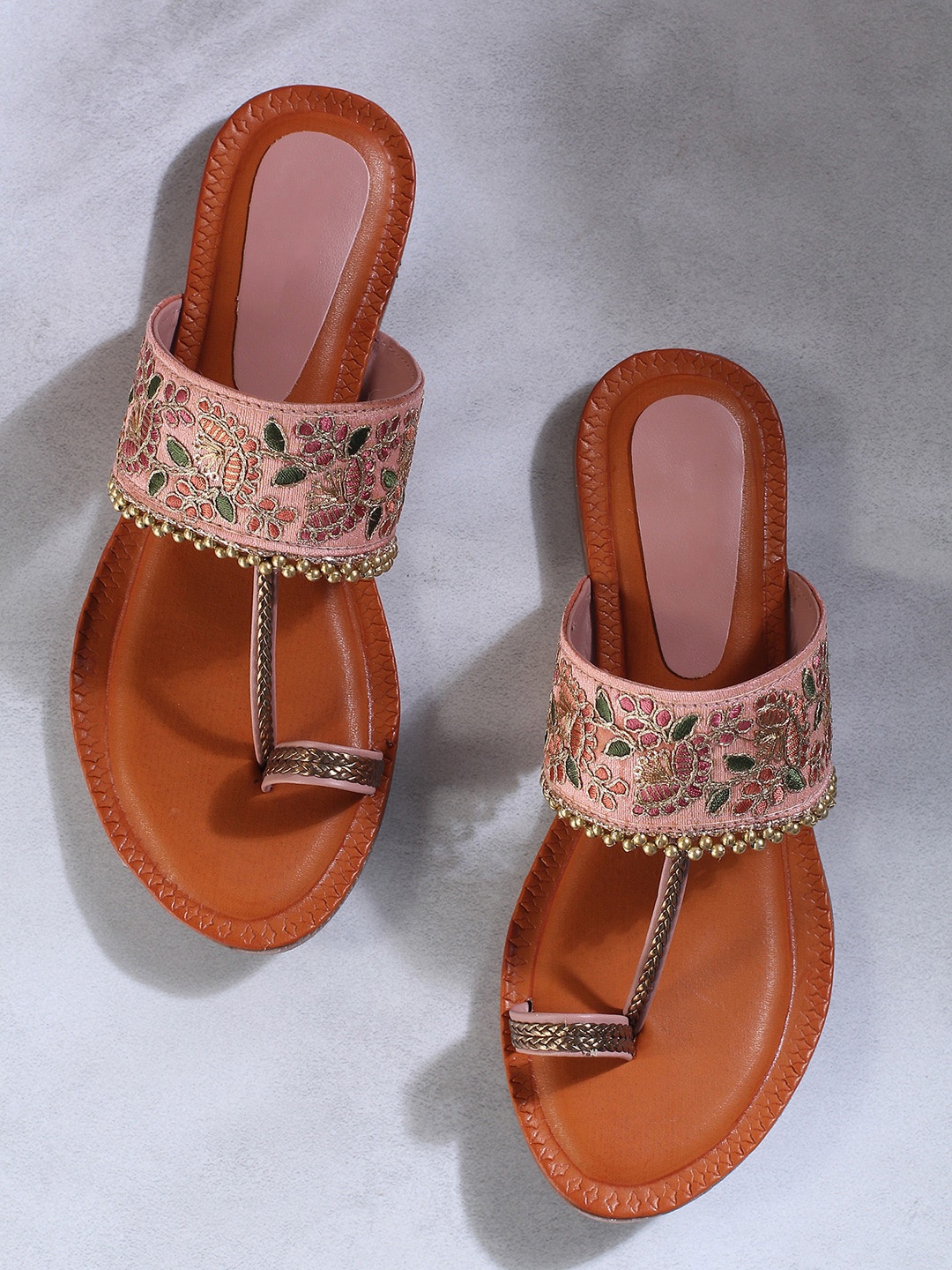 

HASTEN Women Pink One Toe Ethnic Flats