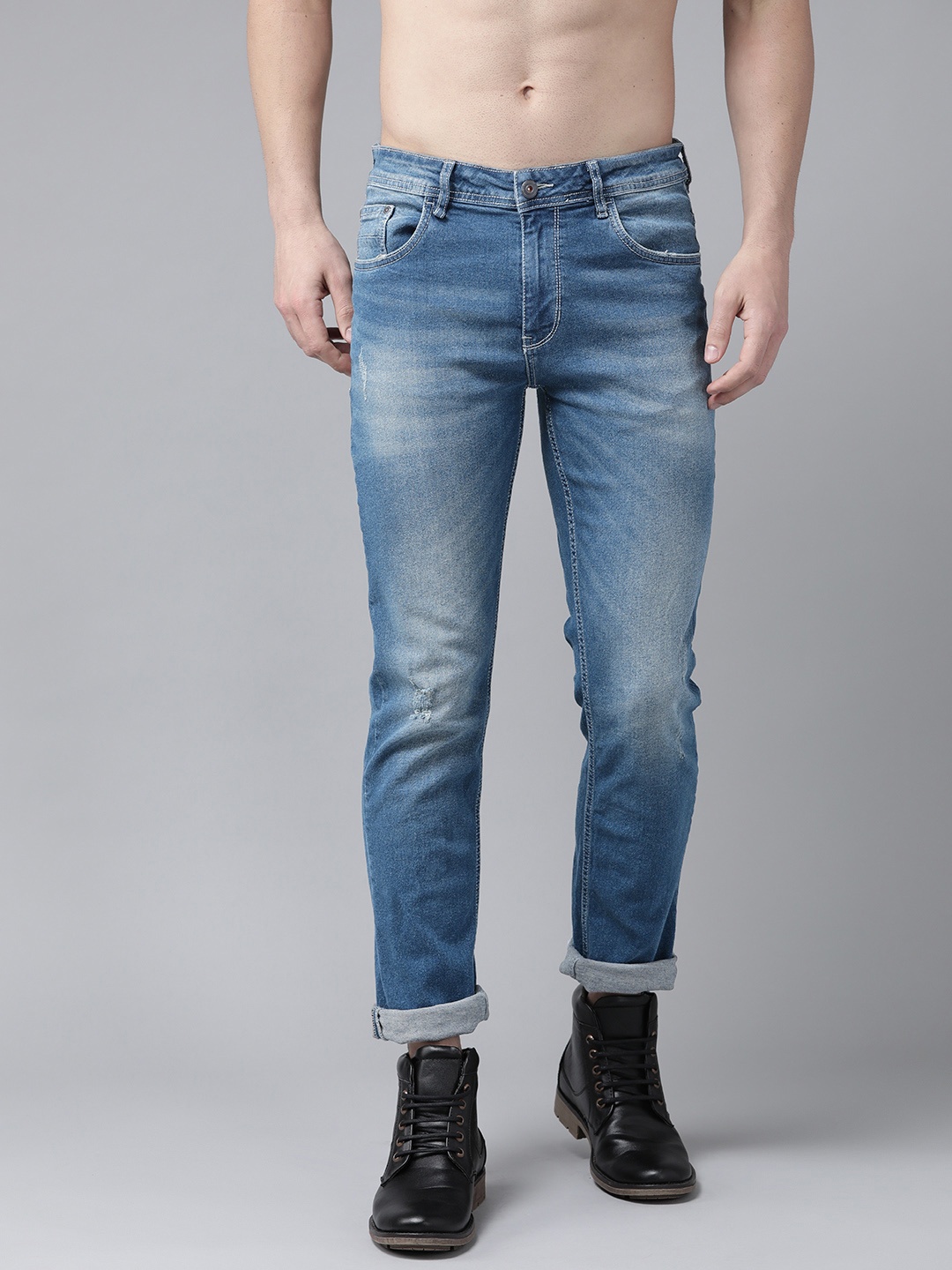 

Roadster Men Blue Slim Tapered Fit Low Distress Light Fade Stretchable Jeans