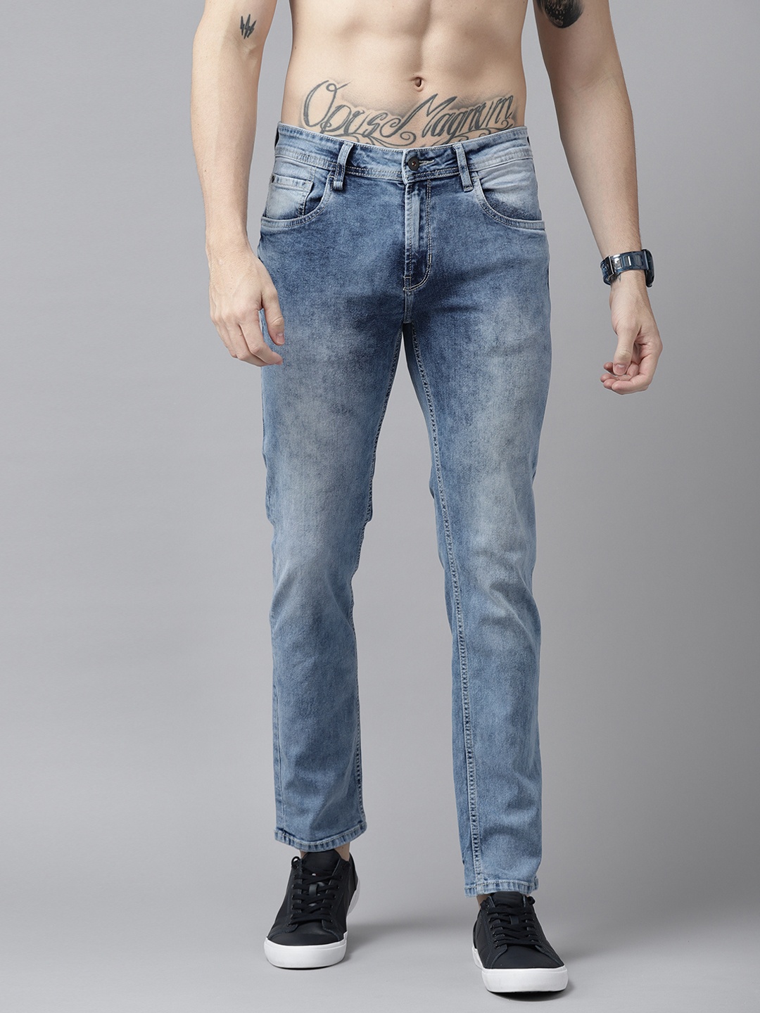 

Roadster Men Blue Slim Tapered Fit Heavy Fade Stretchable Jeans