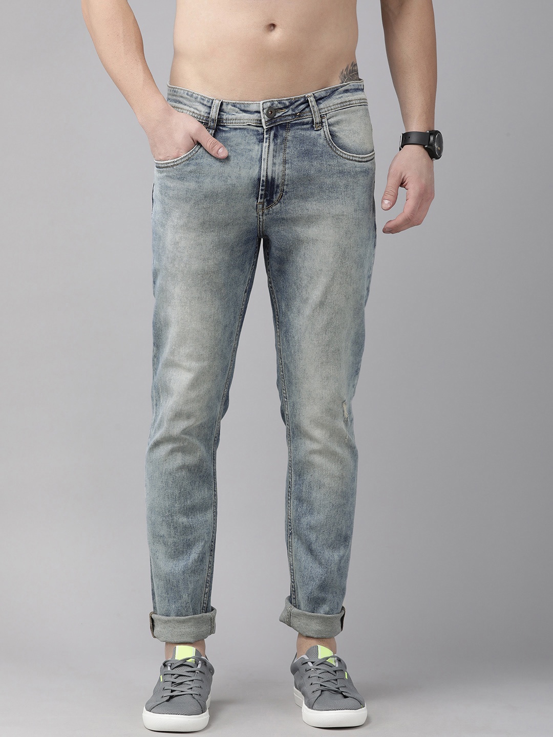 

Roadster Men Blue Slim Tapered Fit Heavy Fade Stretchable Jeans