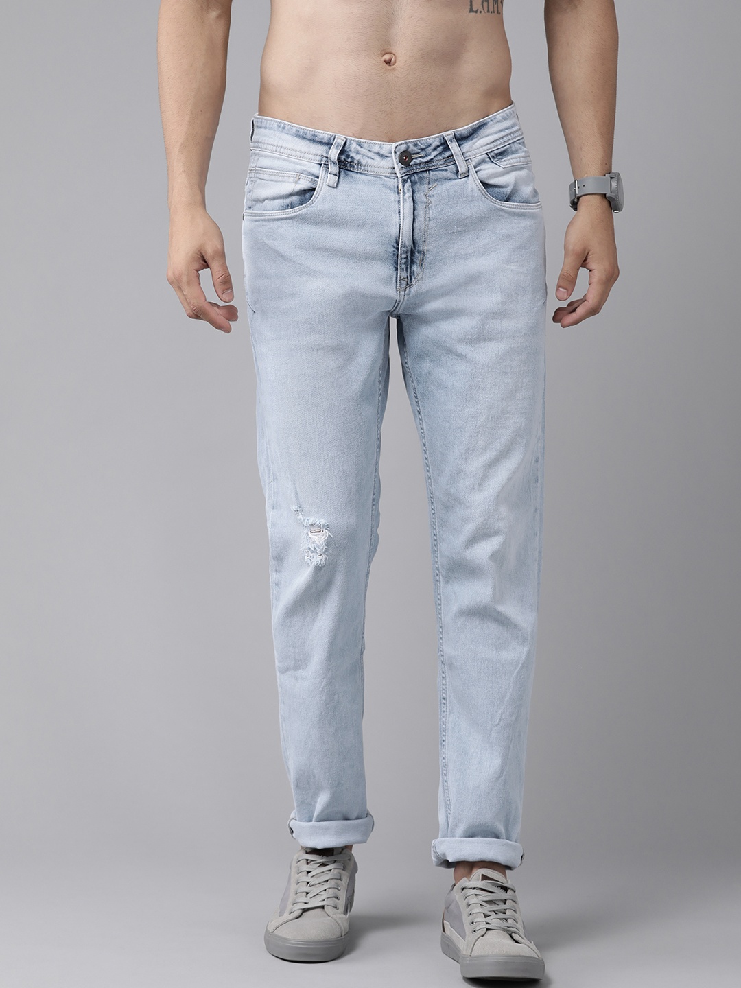 

Roadster Men Blue Slim Tapered Fit Mildly Distressed Light Fade Stretchable Jeans