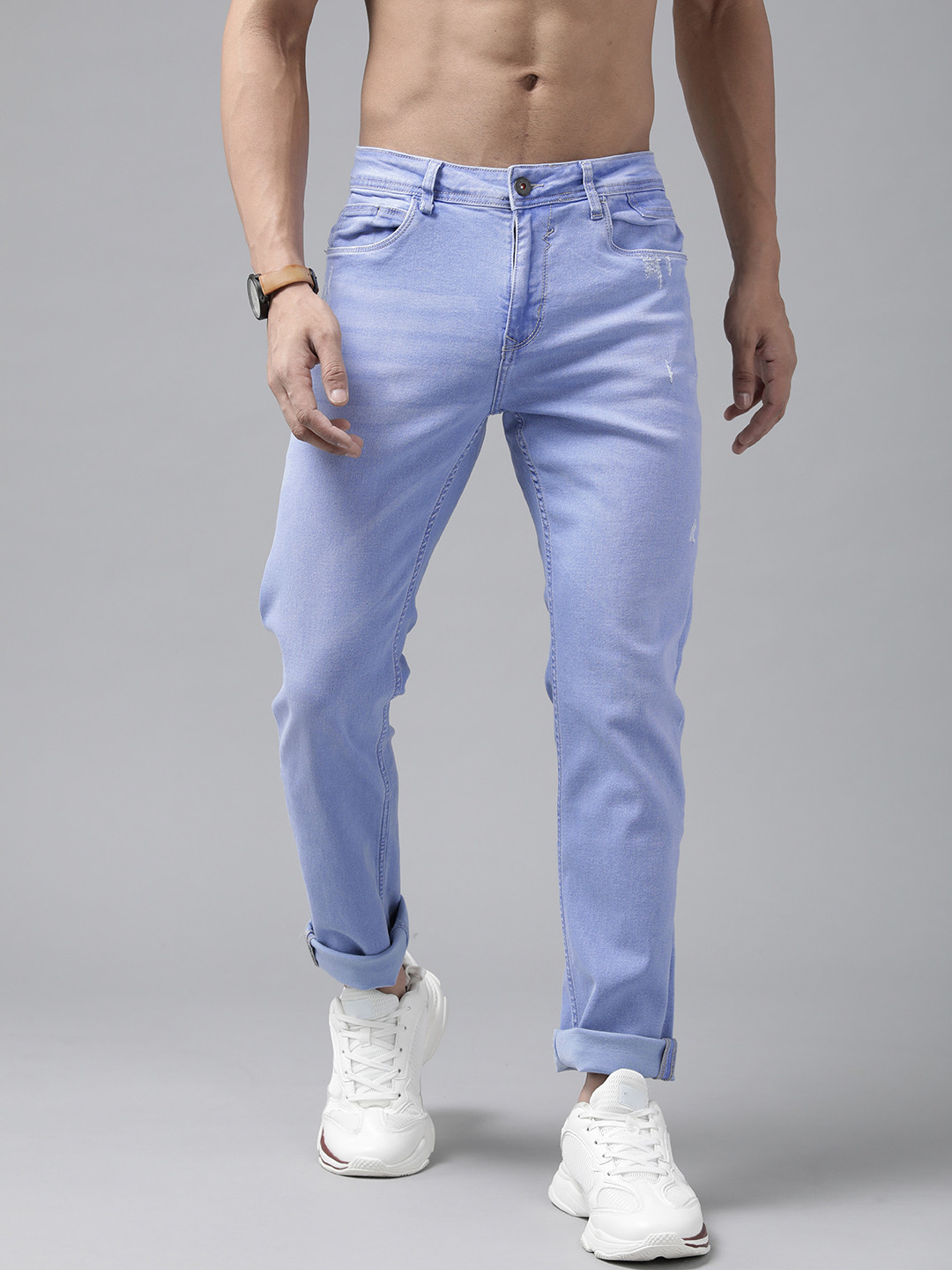 

Roadster Men Blue Slim Tapered Fit Low Distress Light Fade Stretchable Jeans