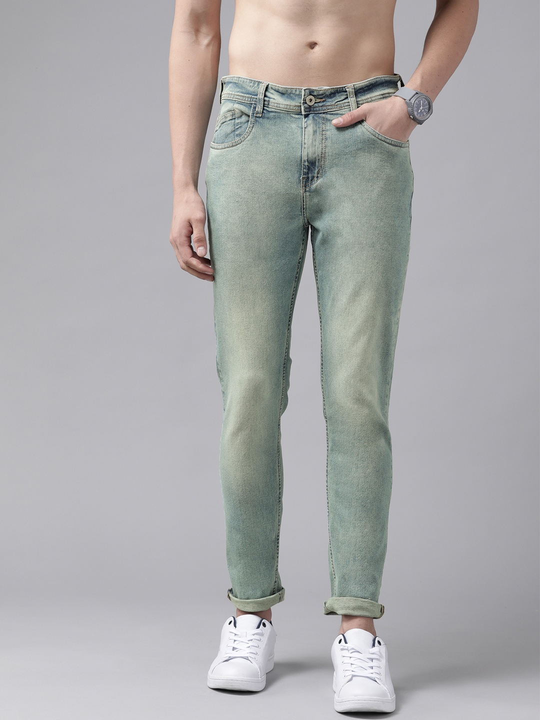

Roadster Men Blue Slim Tapered Fit Heavy Fade Stretchable Jeans