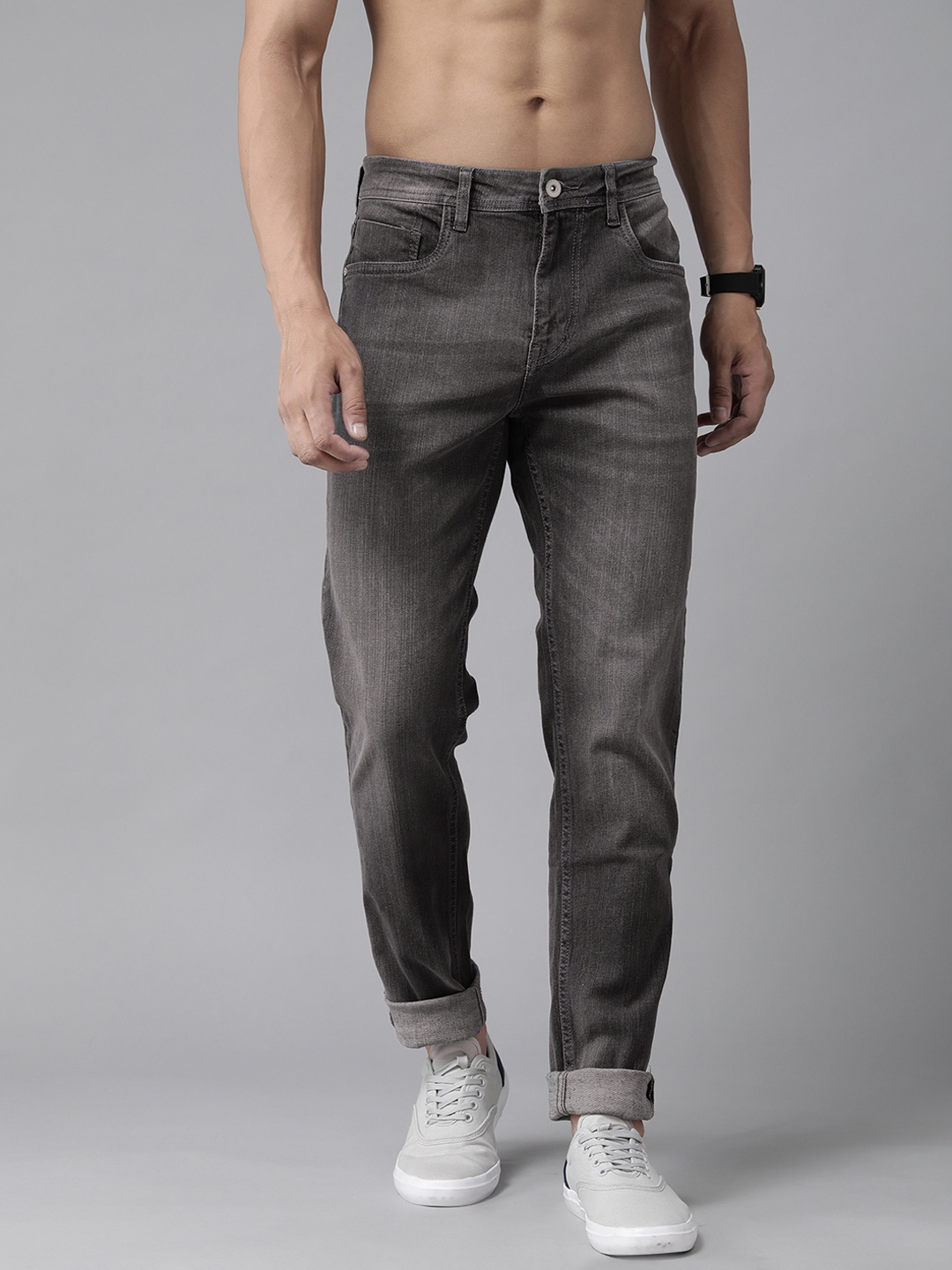 

Roadster Men Charcoal Grey Slim Tapered Fit Light Fade Stretchable Jeans