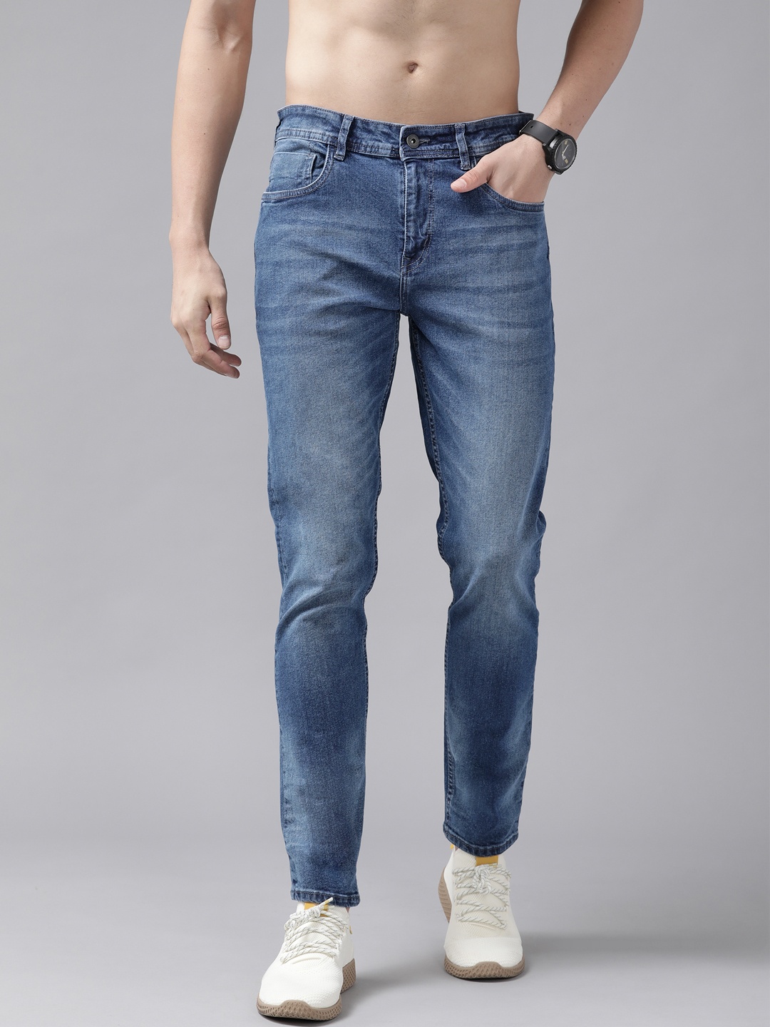 

Roadster Men Navy Blue Slim Tapered Fit Light Fade Stretchable Jeans