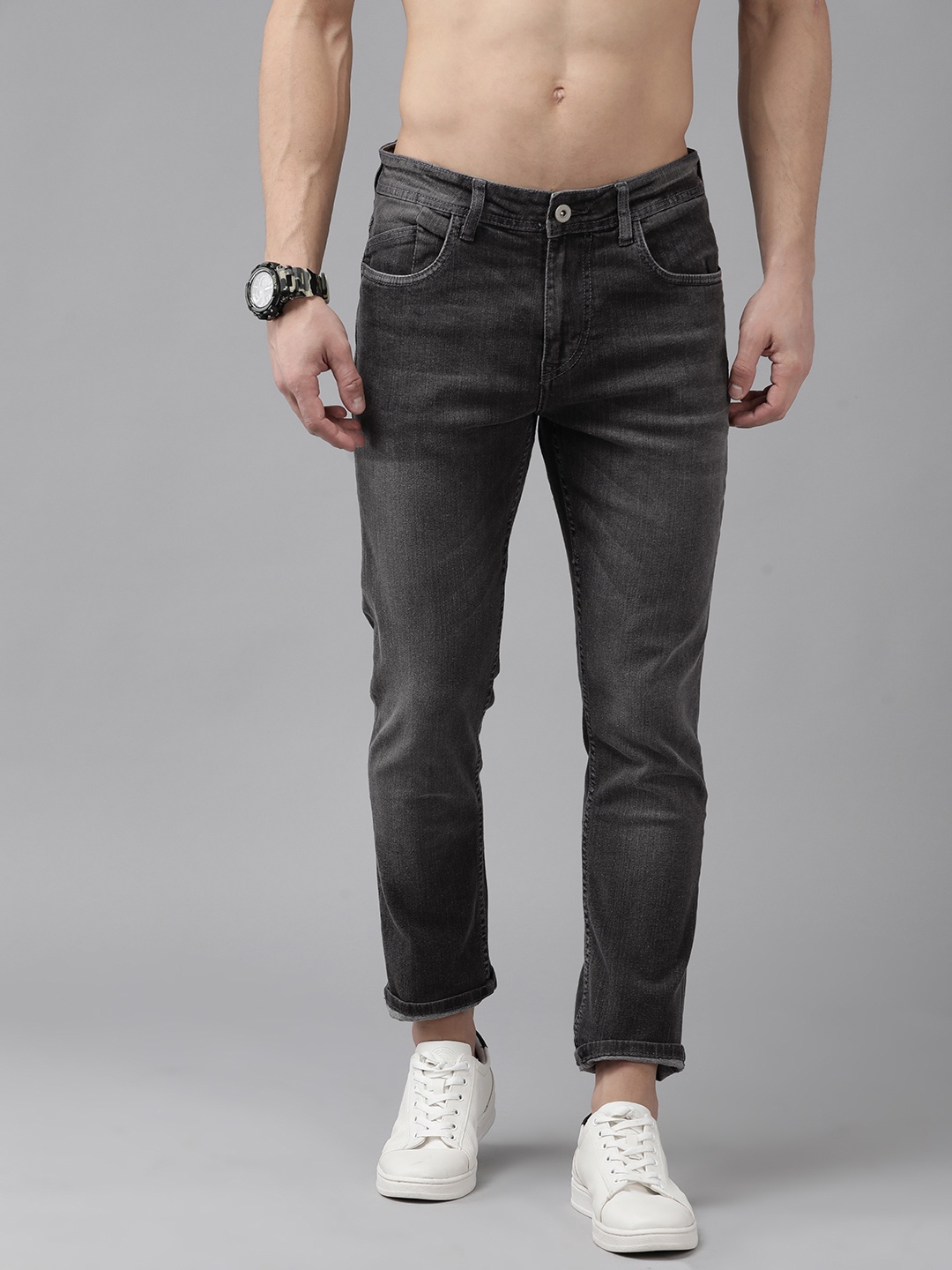 

Roadster Men Charcoal Grey Slim Tapered Fit Light Fade Stretchable Jeans