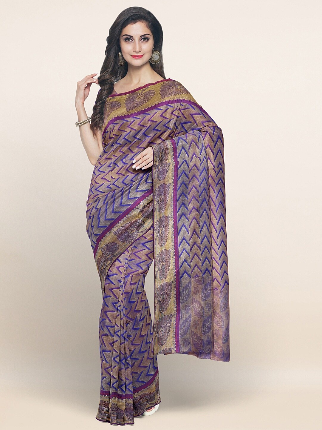 

Pothys Blue & Violet Woven Design Zari Art Silk Saree
