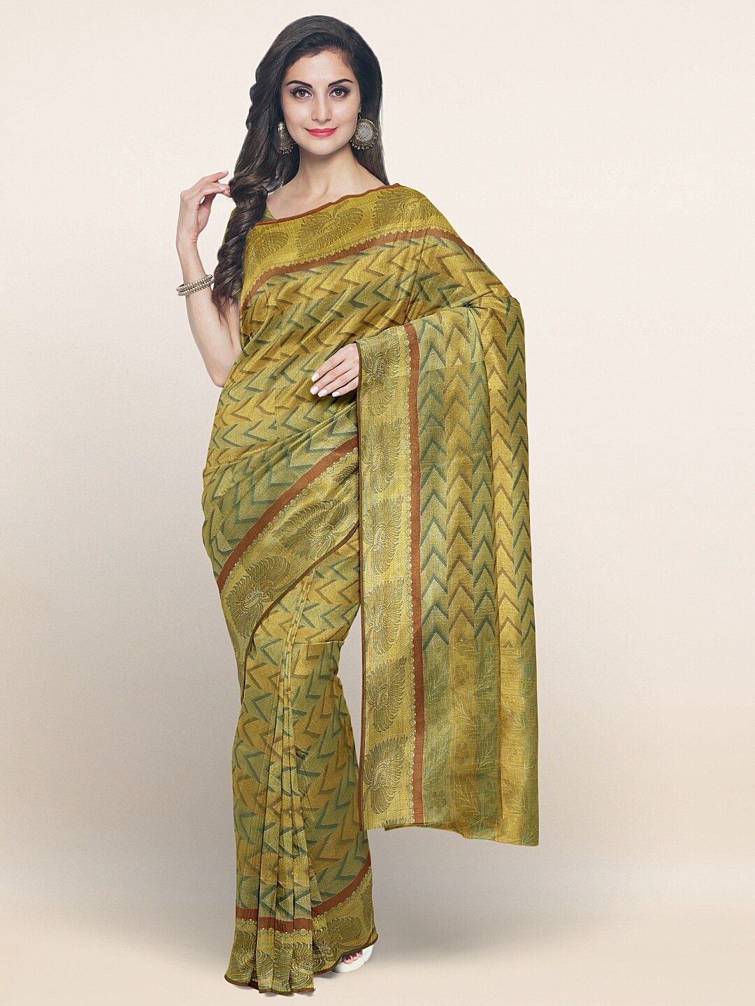

Pothys Green & Gold-Toned Art Silk Saree
