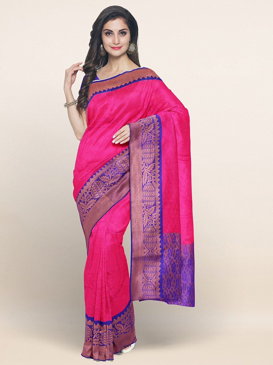 

Pothys Pink & Blue Woven Design Art Silk Saree