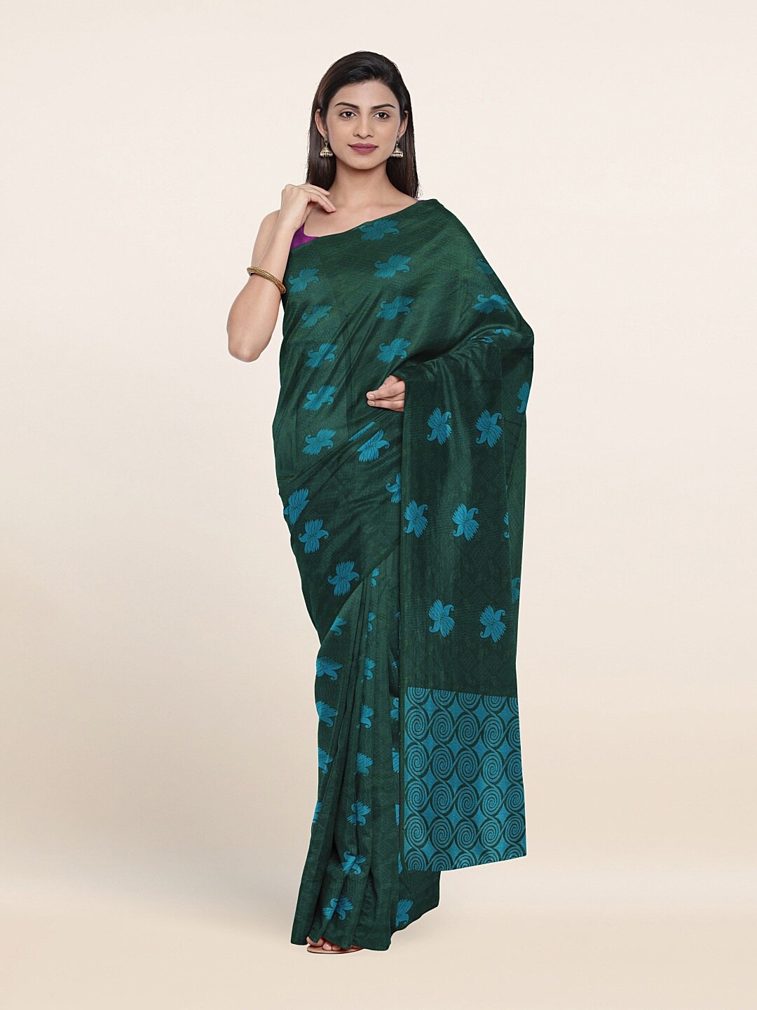 

Pothys Green & Blue Woven Design Art Silk Saree