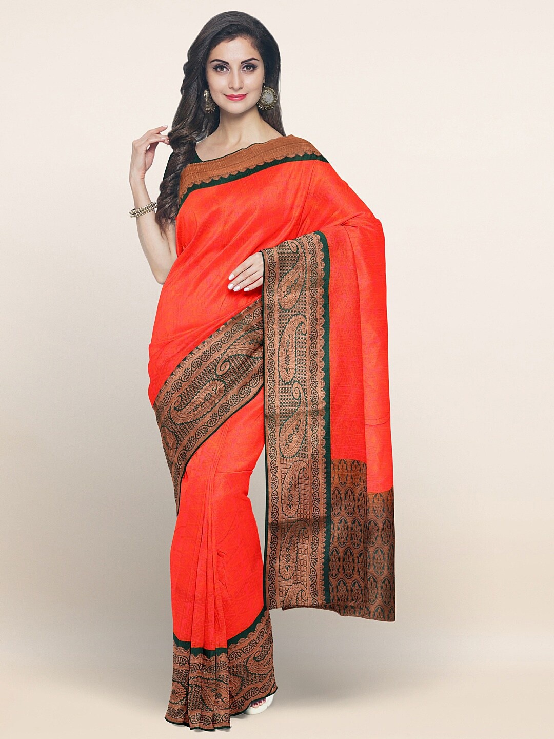 

Pothys Pink & Green Woven Design Zari Art Silk Saree