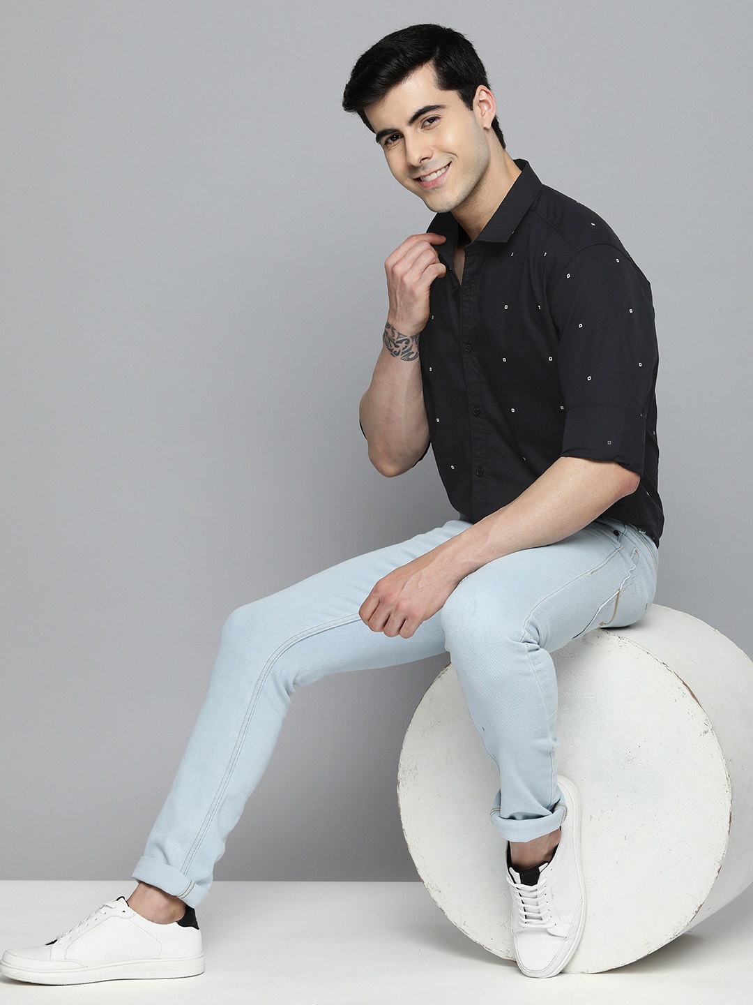 

Mast & Harbour Printed Pure Cotton Casual Shirt, Black