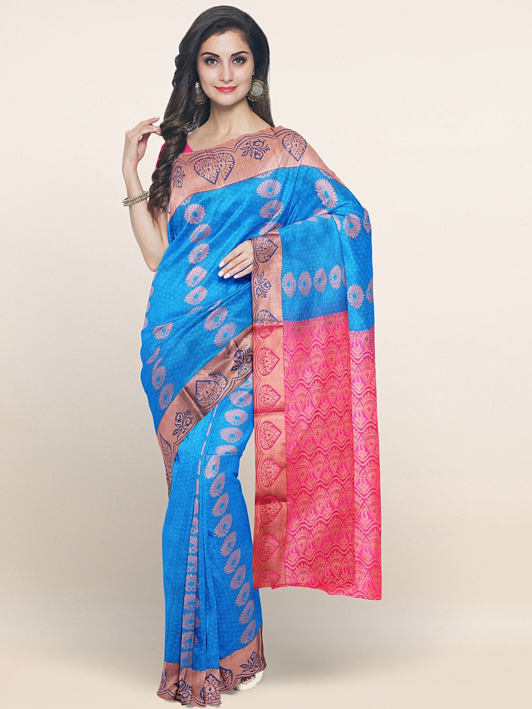 

Pothys Blue & Pink Woven Design Zari Art Silk Saree
