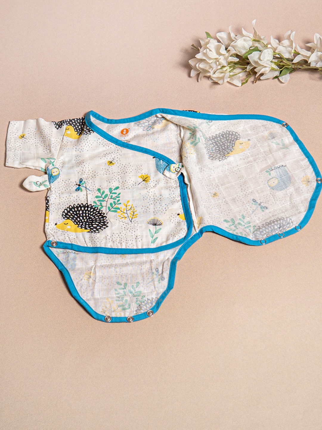 

OOKA Unisex Kids White Printed Cotton Bodysuit